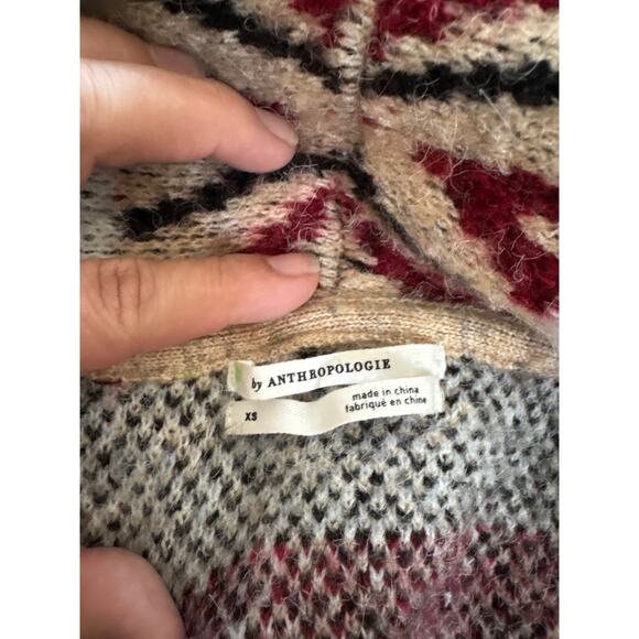 Anthropologie XS Fringe Knit Belted Boho Cardigan Sweater - Picture 6 of 6